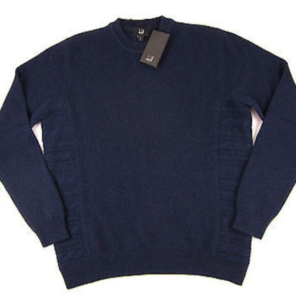 Dunhill navy blue crewneck cashmere sable silk sweater made in Italy M NWOT - Picture 8 of 8
